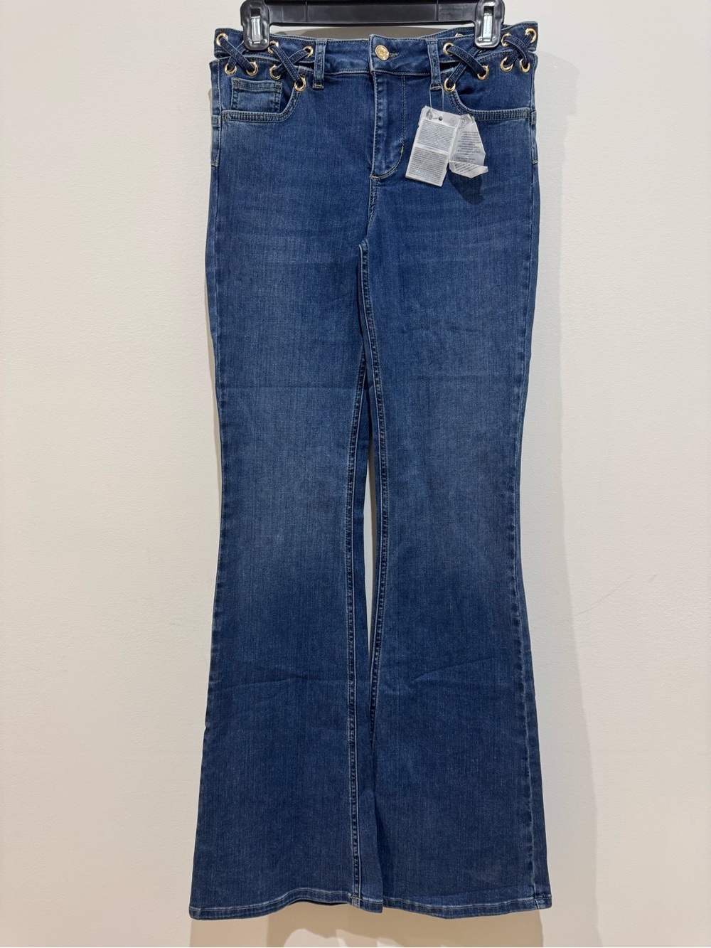 Liu Jo dark wash Flared  bootcut Jeans with Lace-Up Eyelet WaistSz 28 NWT
